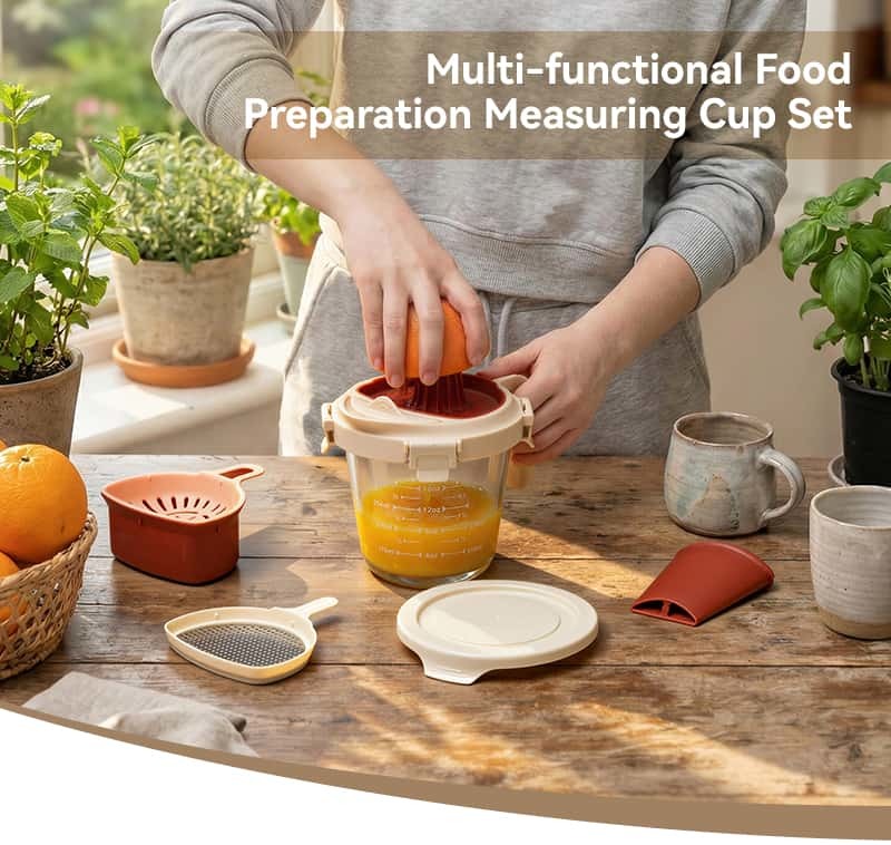 Multifunctional 700ml Capacity High Borosilicate Glass Measuring Cup Set for Food Preparation