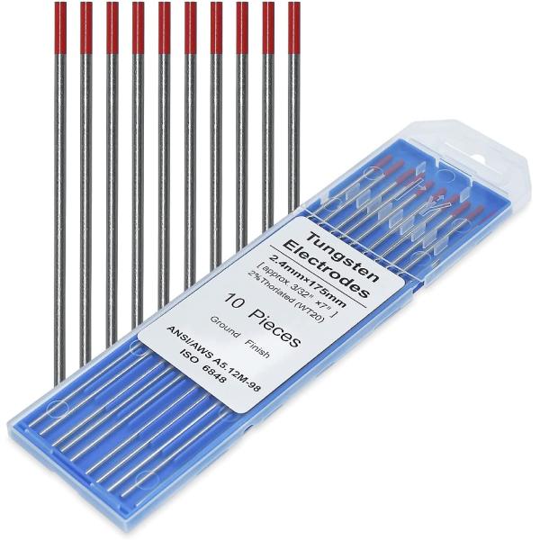 Unleash Your Tig Welding Potential with WT20 3/32 2.4mm*175mm Red Tungsten Electrodes