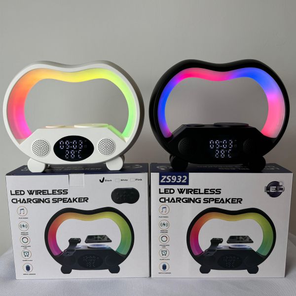 Multifunction ABS Smart Bluetooth Speaker With Wireless Charger Speaker Color Light