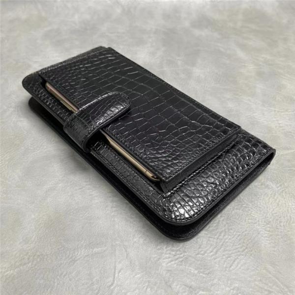 Authentic Exotic Crocodile Belly Skin Men's Large Card Wallet Genuine Alligator Leather Clutch Purse Male Phone Holders