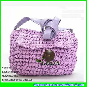 China LUDA purple lady's small crossbody straw bag paper string woven beach bag on sale