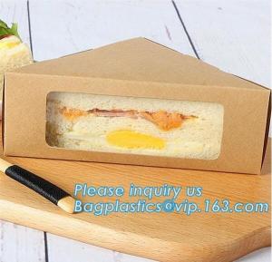 Kraft Triple Sandwich Wedge Box with Window Recyclable Paper Lunch Container Boxes,Promotional Triangle Sandwich Paper B