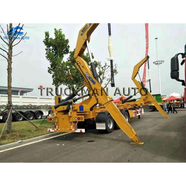 High Efficient Side Loader Container Truck Easy Loading Unloading With 37 Tons Crane