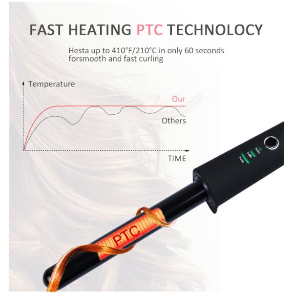 1 Barrel Ceramic Hair Curler Fast PTC Heating with LCD Display