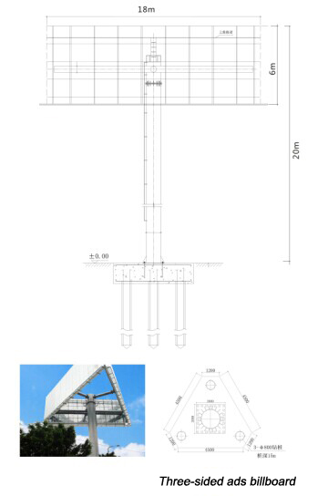 New Design Three faces advertising billboard