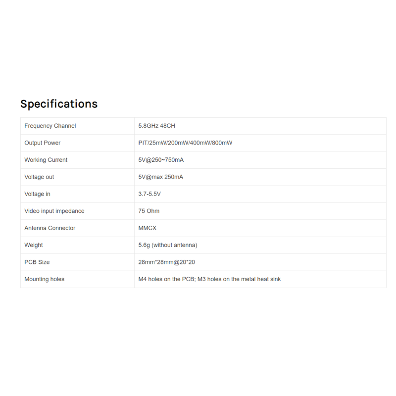 SpeedyBee TX800 VTX Video Image Transmitter with 200mW 400mW 800mW Plastic Remote Control Receiver Accessories for RC FPV Drones