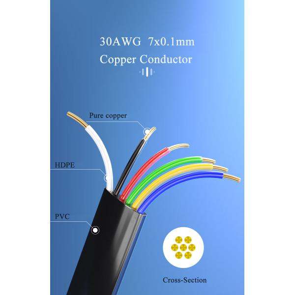 Telecommunications RJ11 RJ12 Flat Telephone Cable 6P6C-5M Black