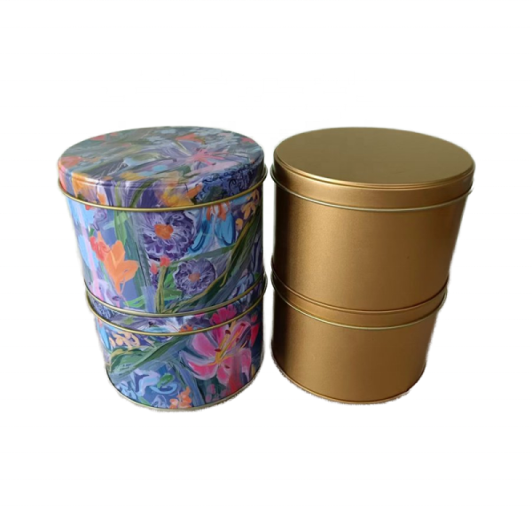 Luxury Tinplate Candy Tin Cans Square Rectangle Matt Black Tea Container for Cookie Golden Tea