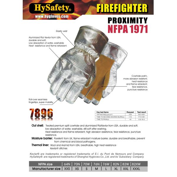 Cowhide Leather Proximity Structural Firefighting Gloves Tear Resistant NPFA1971-2018ED