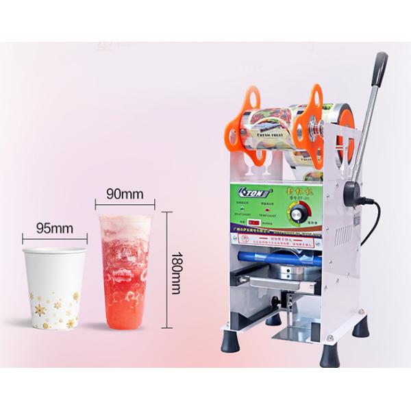Silvery White Snack Food Processing Equipment , Semi Automatic Bubble Tea Plastic Cup Sealing Machine