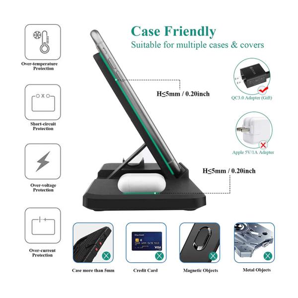 RoHs FCC 4 In 1 Fast Battery Bank Wireless Charging With Qc 3.0 Adapter