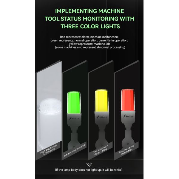Foldable Base LED Machine Tool Light with 400Lm Luminous Flux and >90dB Buzzer Signal Warning Tower Light