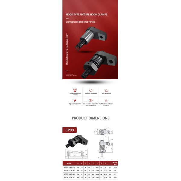 Swing Clamp CP08 Hook Type Fixture Hook Clamps For Easy Loading When Top Clamping