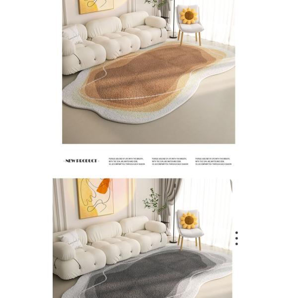 Light Luxury Creamy Floor Carpet Rug Irregular Bedroom Area Rugs