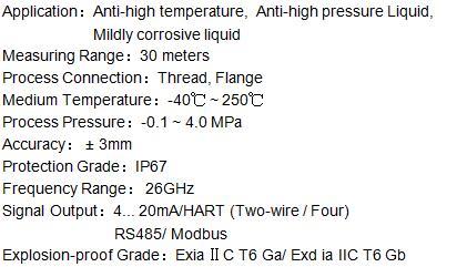 high frequency accuracy 26 ghz radar water level transmitter
