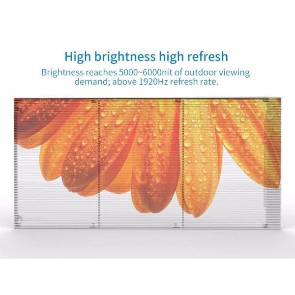Space Saving Transparent LED Screens Full Color HD 16 Bit Processing Rear Serving