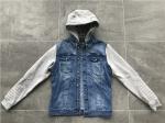 Light Wash Mens Denim Jacket And Jean With Brushed Fleece Sleeves / Detachable