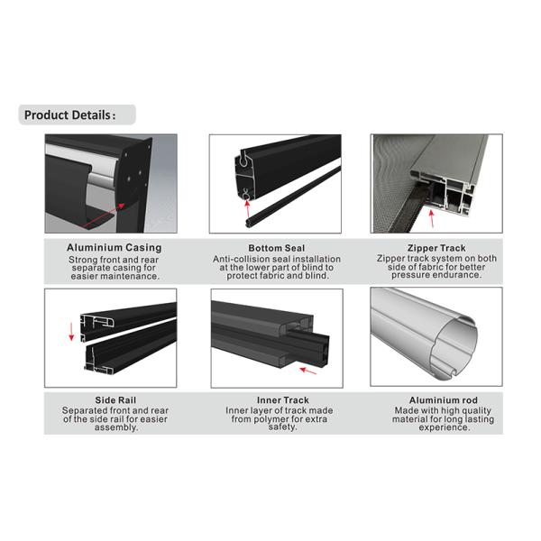 Motorized Outdoor Zip Track Blinds For Retractable Pergolas And Louver Blade Pergolas