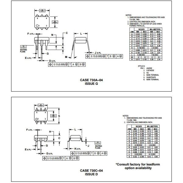 MOC3052 Electronics Components 6 Pin DIP Random Phase Optoisolators Triac Drivers