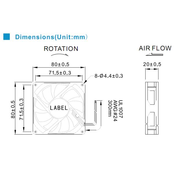 Portable Computer Case Cooling Fans 24V / 48V With Ball Bearing and Plastic Impeller