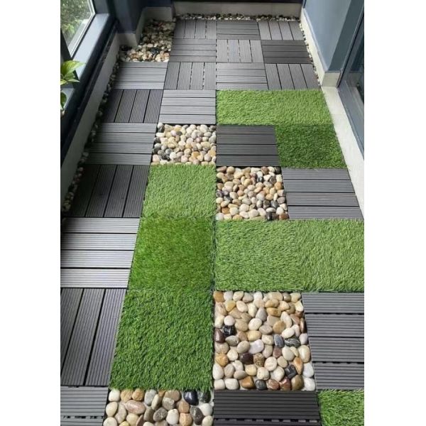 3D Embossed Plastic Wood Deck Tiles Match Real Wood Texture