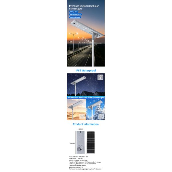 Off-Grid Solar Street Light with Monocrystalline Panel & Lithium Battery, Auto Dusk to Dawn, Ideal for Farms Remote Villages Without Mains Power