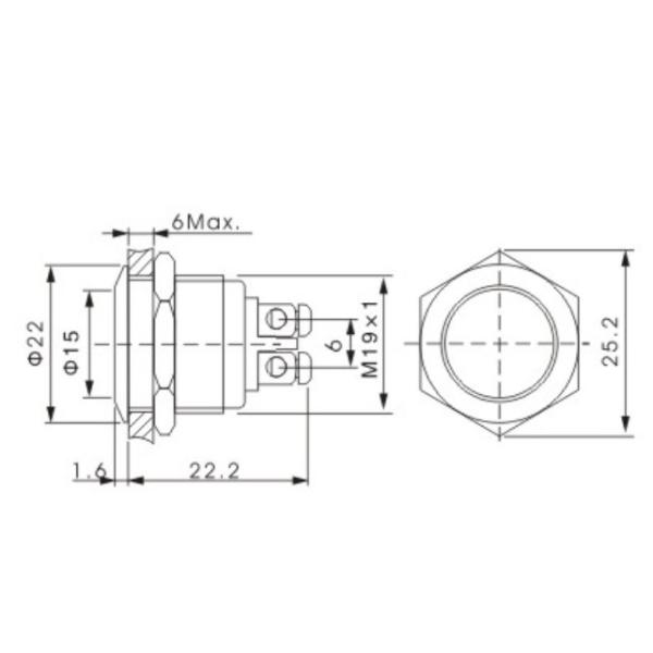 Screw Terminal 24v Push Button Switch LED Illuminiated Waterproof