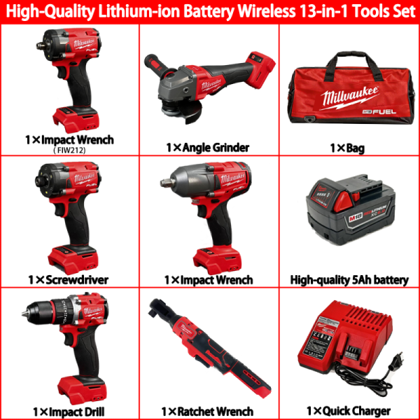 Household 9in1 Milwaukee Tool Set Outdoor Power Drill Set OEM
