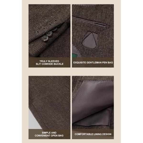 Men's Slim-Fitting Business Casual Suit Wool/Silk Top Jacket and Formal Two-Piece Set