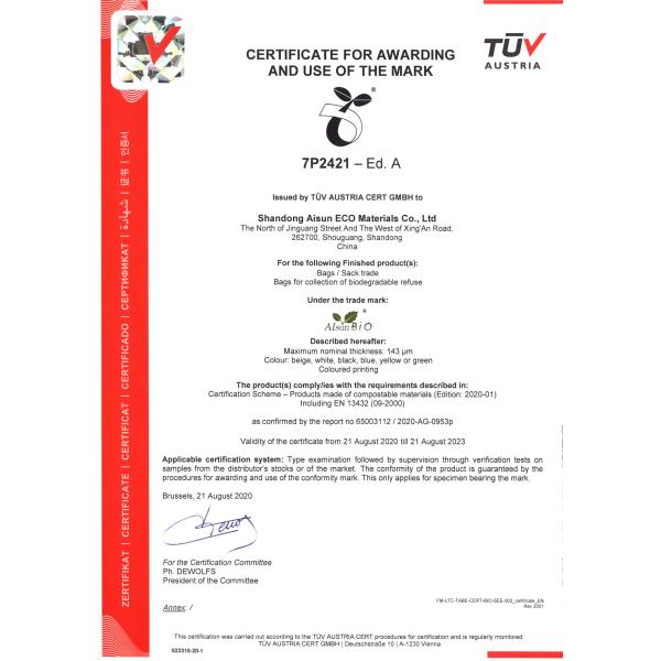 Corn Starch Cellulose Compostable T Shirt Bags For Supermarket Packaging