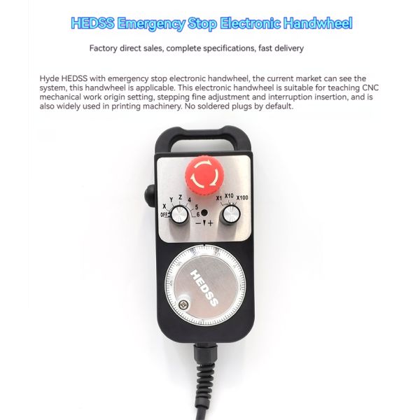 Makinopc CNC Machine 5V/12V 100PPR Handwheel MPG Handle Manual Pulse Generator with Emergency Stop Button