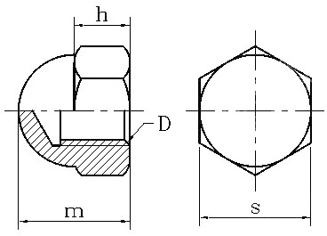 Stainless Steel 304 316 Hex Domed Cap Nuts For Building