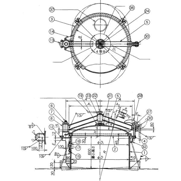 JIS F2320 Type B Horizontal Opening Cargo Oil Tank Hatch Cover Marine Outfitting