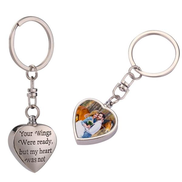 Cremation Keychain Memorial Ashes Keepsake Sublimation Urn Keychain With Filling Tool