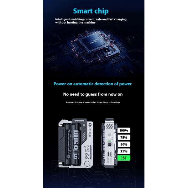 Travel-Friendly 22.5W Support AAA Battery Lithium 21700 Powerbank Removable Battery Portable Power Bank with Replaceable Battery