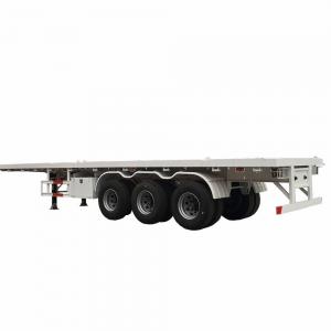 Buy cheap Steel Material Tri - Axle Low Bed Semi Trailer / Flat Bed Semi Trailer product