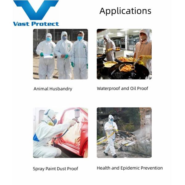 PP PE 55GSM Hooded Disposable Protective White Tyvek 400 Coveralls with Customization