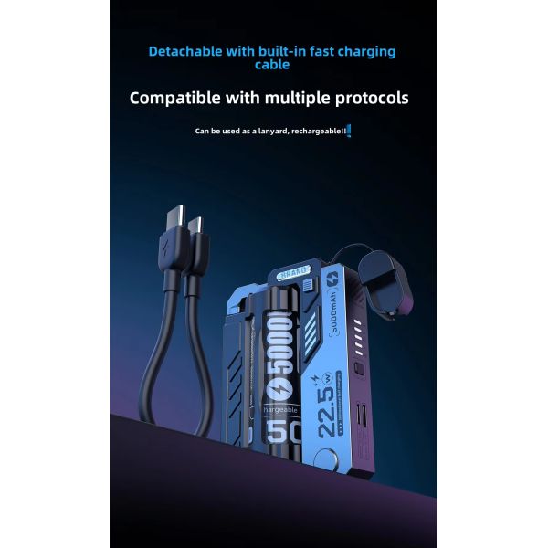Travel-Friendly 22.5W Support AAA Battery Lithium 21700 Powerbank Removable Battery Portable Power Bank with Replaceable Battery