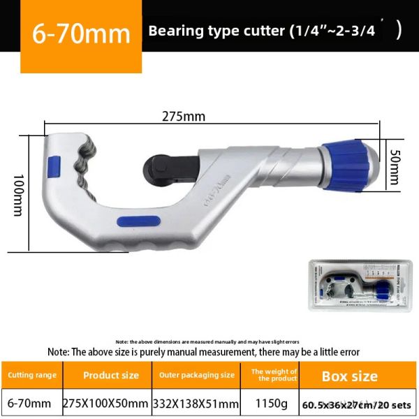 Stainless Steel Bearing-Type Pipe Cutter Cutting Blade Wheel-to-Cutting Action for Metal Copper Plastic Pipes DIY Grade KC001