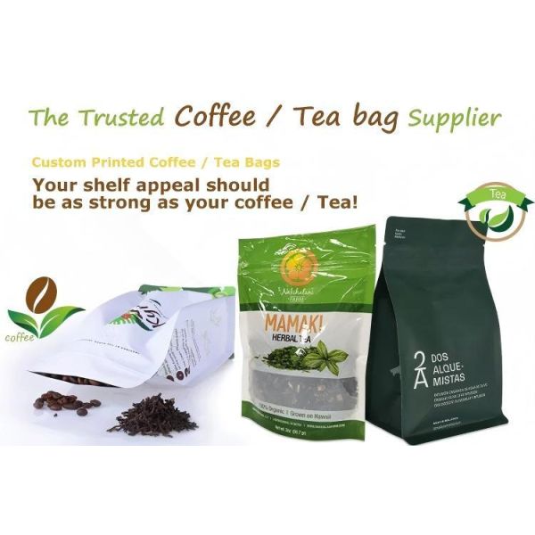 Self Standing Custom Tea Bag Packaging Environmentally Friendly Resealable Design