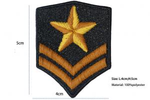 China Black Diamond 3D Military Embroidered Badges Overlock Border Arm band With Pentagram on sale