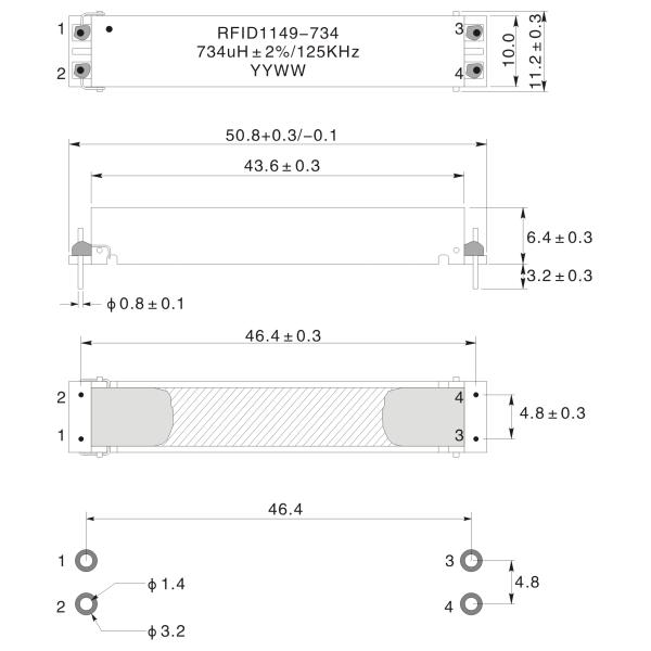 Light Weight RFID Coil Antenna 734uH Inductance Wide Inductance Range