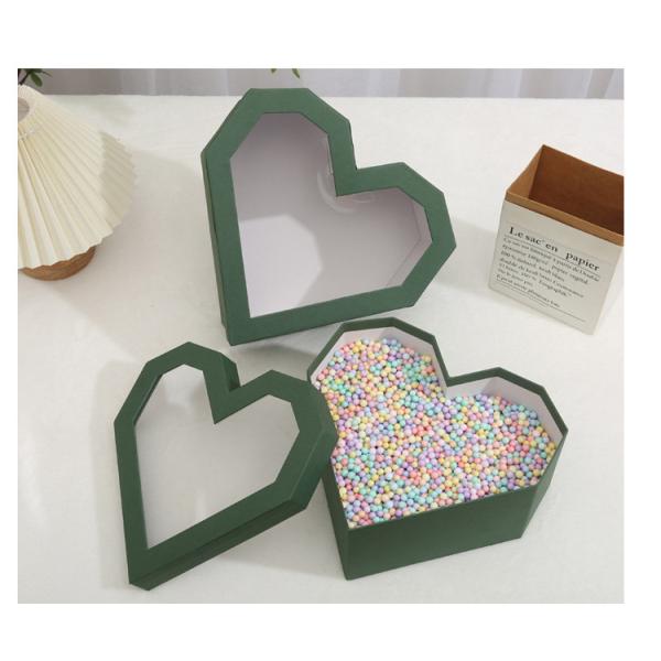 Custom Heart-Shaped Flower Gift Box With Transparent Window Direct with Heart-Shaped