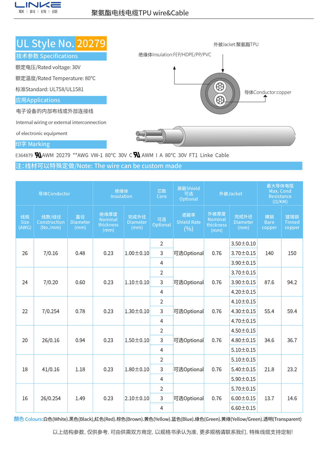 UL Approved Copper Conductor Flexible Cable for Electrical Electronics Wire within US