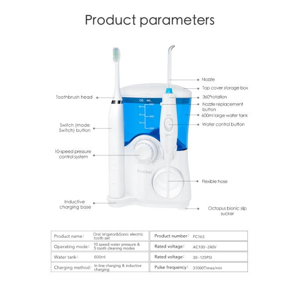 IPX4 ISO9001 2 In 1 Toothbrush And Water Flosser Sonic Toothbrush With Flosser