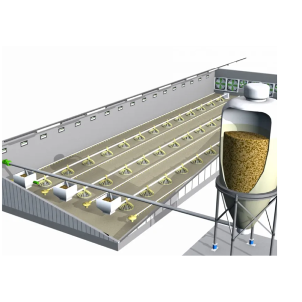 Modular Structure Automatic Pan Feeding System for High Energy Efficiency Broiler Floor Farming with Quick Assembly