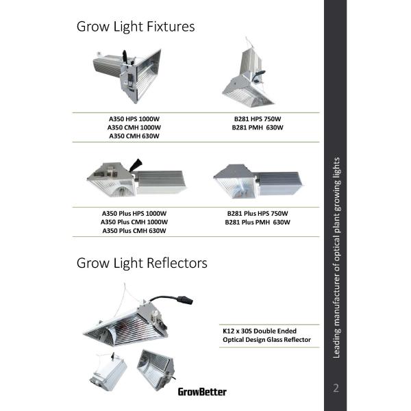 3KV Optical 630W Grow Light Reflectors 1000W Metal Halide 435mm Height