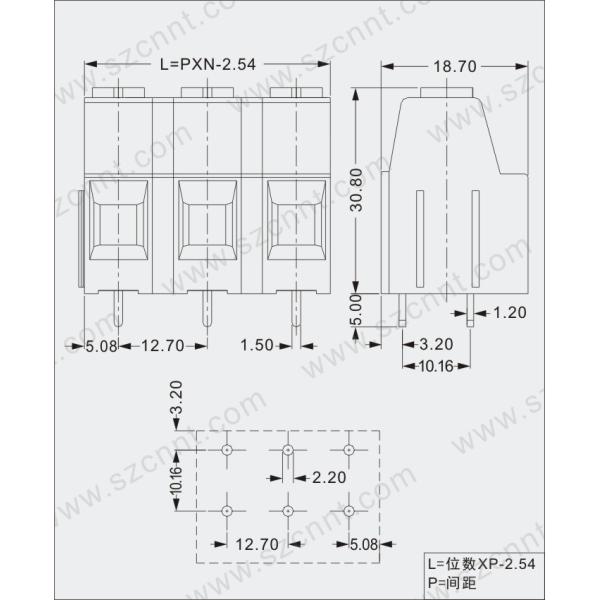 M4 Screw PCB Mount Terminal Block PA66 Brass Copper Steel 12.7 Pitch