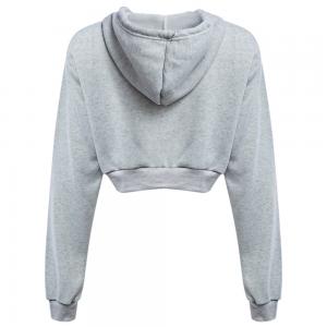 Long Sleeve  Cropped Cotton Drawstring Crop Top Hoodie Pullover