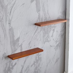 Buy cheap Teak MDF Wood 3CM 27lb Capacity Wall Hanging Bookshelf product